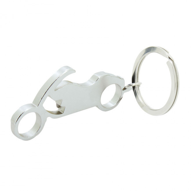 PORTE-CLÉS DÉCAPSULEUR PROMOTIONNEL  'MOTO' - argenté