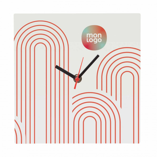 HORLOGE MURALE PUBLICITAIRE EN BOIS 'TIMY' - carré