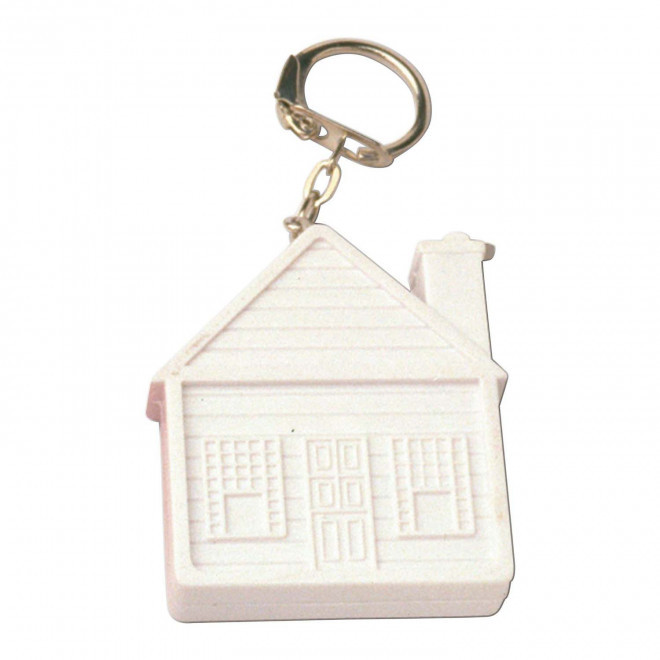 PORTE-CLES METRE RUBAN PERSONNALISABLE 'DANO MAISON 2M' - blanc