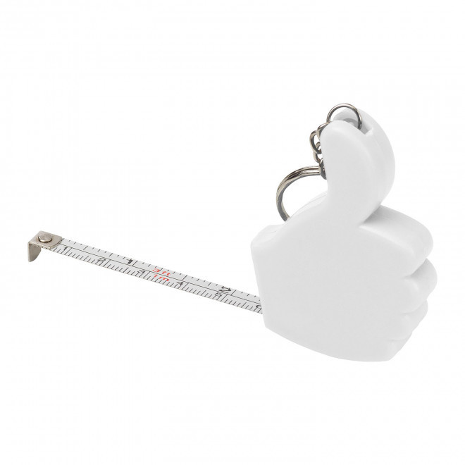 PORTE-CLES METRE RUBAN PERSONNALISABLE 'DANO POUCE' - blanc
