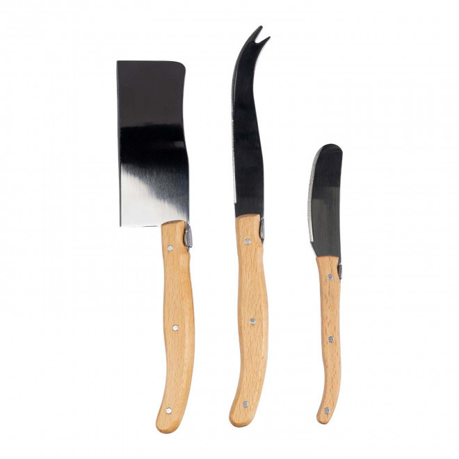 SET DE 3 COUTEAUX A FROMAGE PERSONNALISABLE 'TOMME' - brun