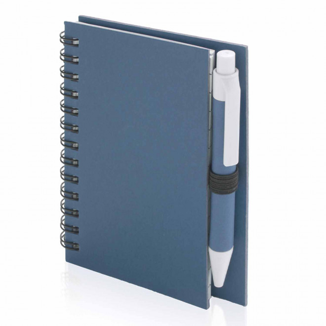 CARNET A SPIRALES AVEC STYLO PERSONNALISABLE 'CARLEY MINI' - bleu