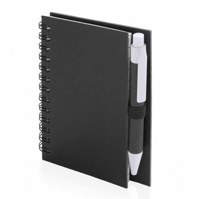 CARNET A SPIRALES AVEC STYLO PERSONNALISABLE 'CARLEY MINI' - noir