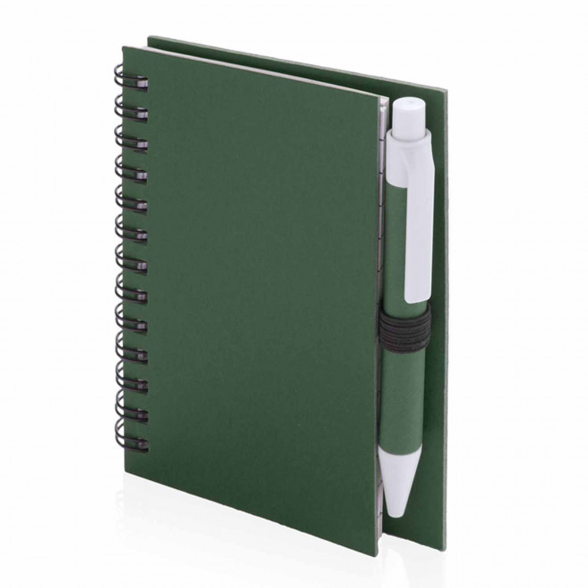 CARNET A SPIRALES AVEC STYLO PERSONNALISABLE 'CARLEY MINI' - vert