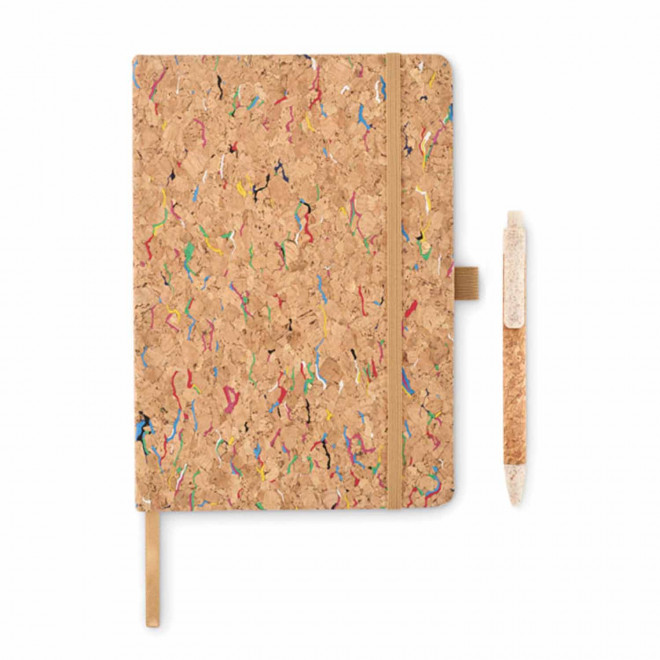 CARNET ET STYLO EN LIEGE PERSONNALISABLE 'CORCHI' - beige