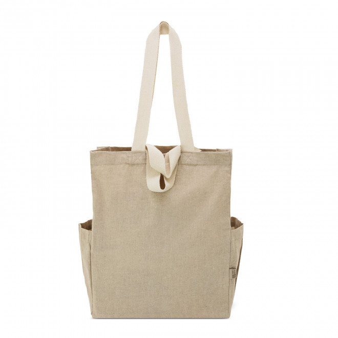 SAC EN COTON RECYCLE AVEC POCHE PERSONNALISABLE 'SOCLO' - beige