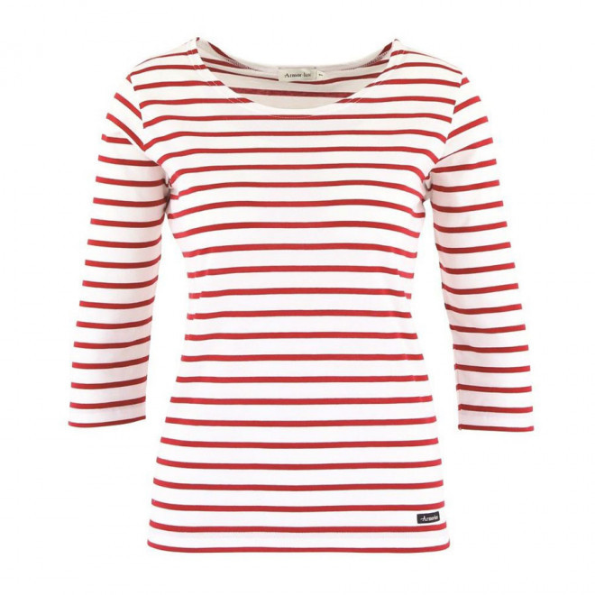 MARINIÈRE FEMME MANCHES 3/4 ARMOR LUX® 'CAP' - blanc/rouge