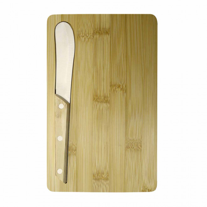 SET PLANCHE ET COUTEAU BAMBOU PERSONNALISABLE 'TARTINEUR' - beige