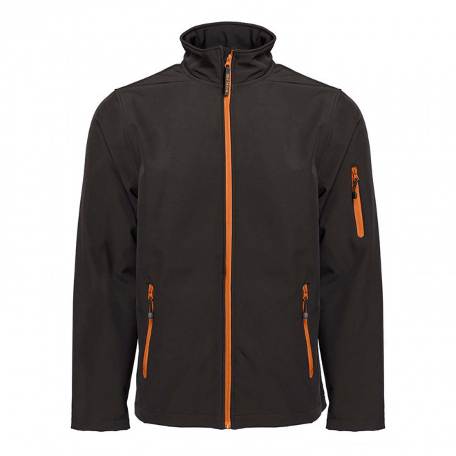 SOFTSHELL HOMME PERSONNALISABLE PEN DUICK 'ATLANTIC' - noir/orange