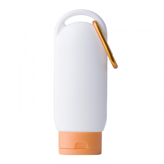 CREME SOLAIRE PERSONNALISABLE EN TUBE MOUSQUETON SFP30 60ML 'FIXSUN' - orange