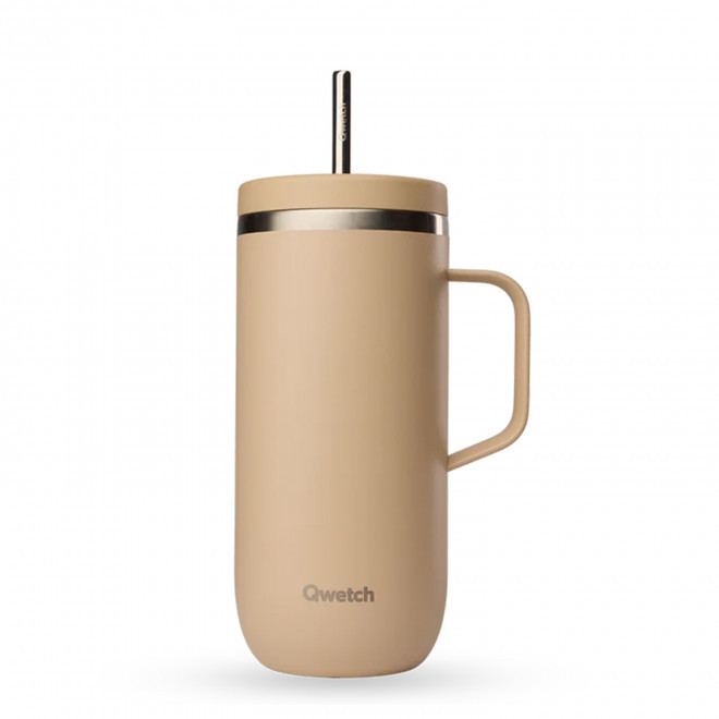 MUG ISOTHERME 600ML QWETCH® PERSONNALISE 'COLD CUP POIGNEE' - lin
