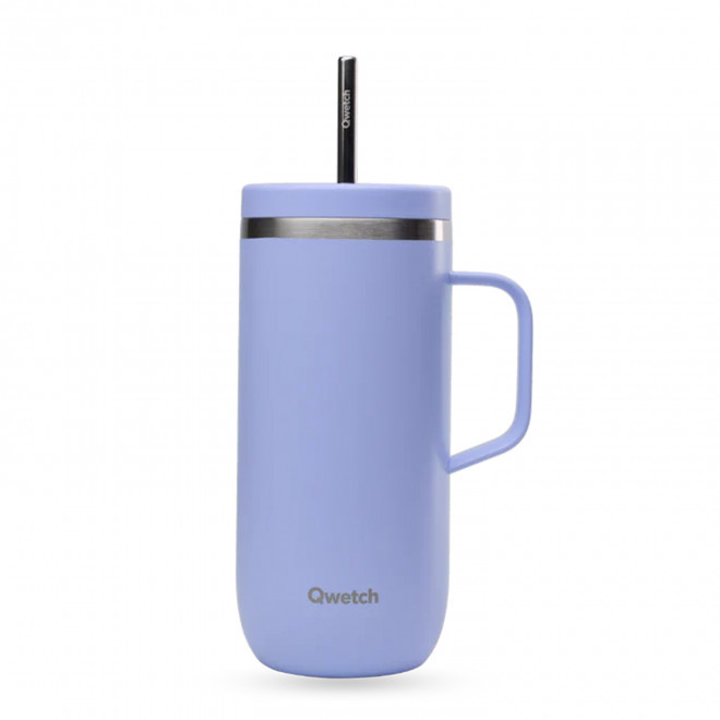 MUG ISOTHERME 600ML QWETCH® PERSONNALISE 'COLD CUP POIGNEE' - glycine