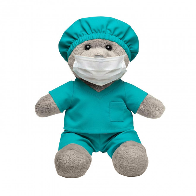 PELUCHE OURSON DOCTEUR PERSONNALISABLE 'CHIROURS' - gris clair