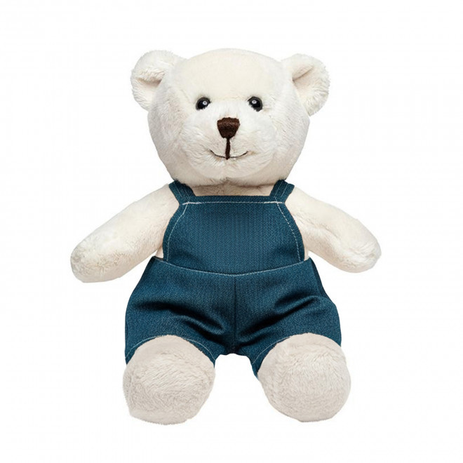 PELUCHE OURSON SALOPETTE PERSONNALISABLE 'PLOMBI' - crème