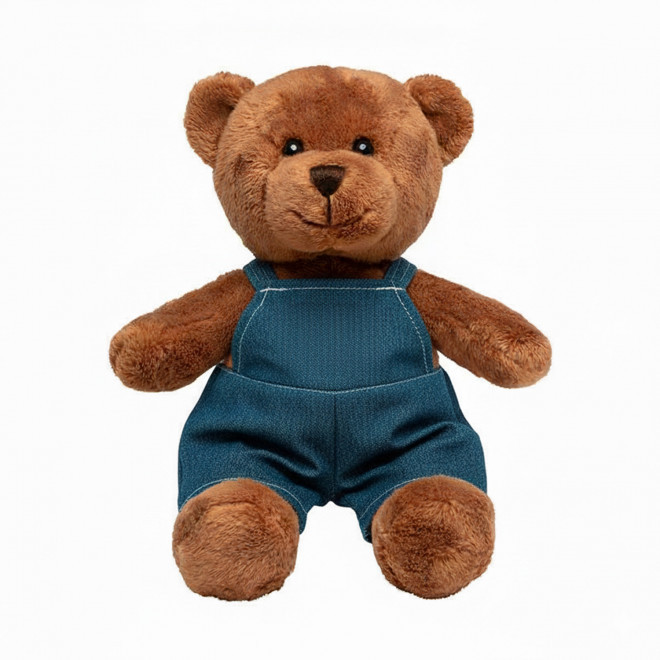 PELUCHE OURSON SALOPETTE PERSONNALISABLE 'PLOMBI' - marron