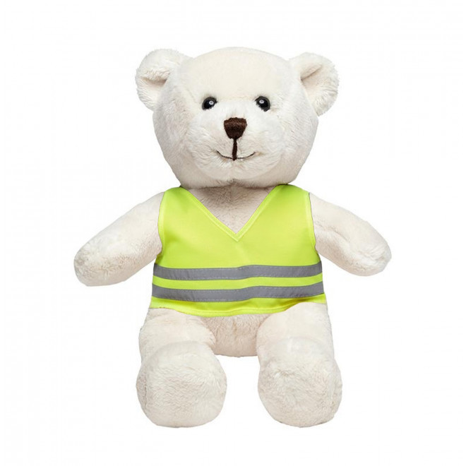 PELUCHE OURSON GILET SECURITE PERSONNALISABLE 'OURSI' - crème