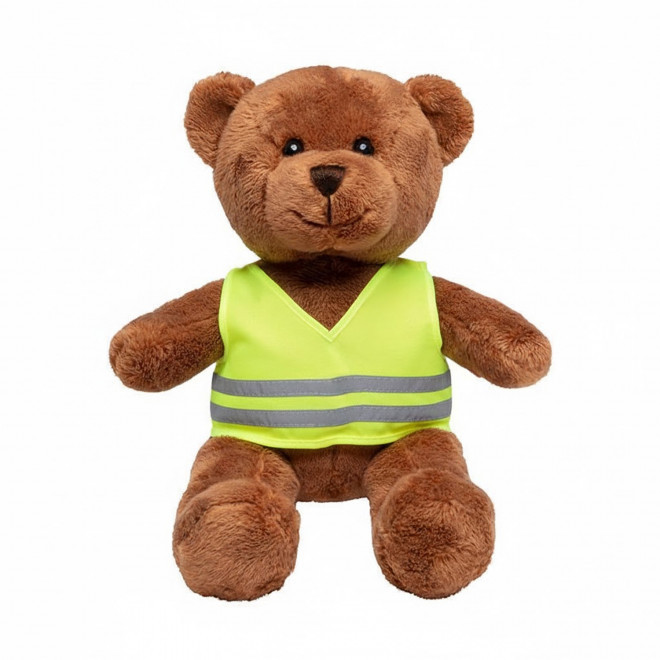PELUCHE OURSON GILET SECURITE PERSONNALISABLE 'OURSI' - marron