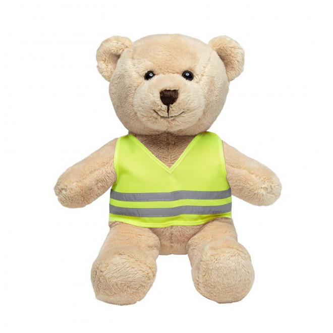 PELUCHE OURSON GILET SECURITE PERSONNALISABLE 'OURSI' - marron clair