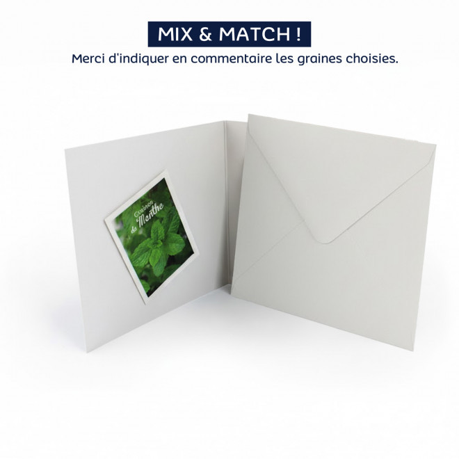 CARTE 2 VOLETS AVEC GRAINES PERSONNALISABLE 'POUVOI' - carte avec enveloppe séparés
