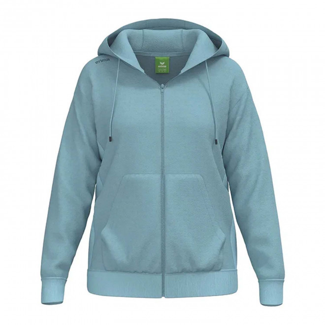 SWEATSHIRT CAPUCHE ZIPPE FEMME PERSONNALISABLE 'TS' - bleu aqua