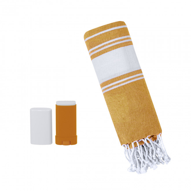 SET STICK SOLAIRE SPF30 ET FOUTA PERSONNALISABLE 'PLAHY' - orange