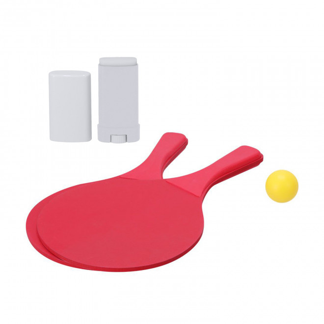 SET STICK SOLAIRE ET RAQUETTES PERSONNALISE 'SUMMY' - blanc/rouge