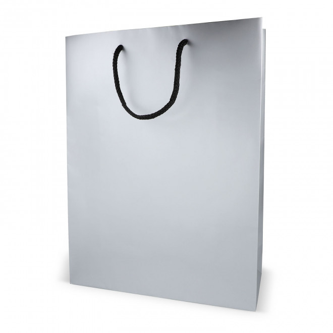 SAC CADEAU PAPIER FSC PERSONNALISABLE 'SOSOMA 30x12x40' - argenté