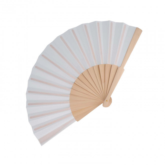 EVENTAIL EN BOIS PERSONNALISABLE 'FANNY WOOD RPET' - blanc