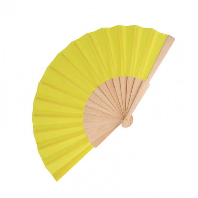 EVENTAIL EN BOIS PERSONNALISABLE 'FANNY WOOD RPET' - jaune