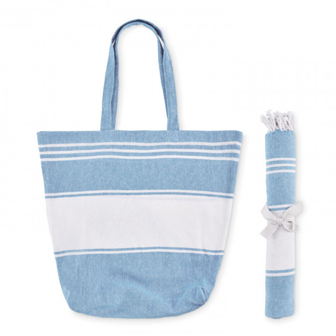 SET FOUTA SAC PERSONNALISE 'CAREO PLAGE'-MARQUAGE ESAT - turquoise