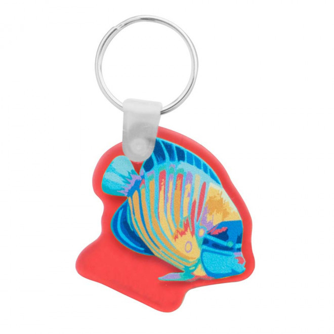 PORTE-CLÉS PUBLICITAIRE SUR MESURE EN ACRYLIQUE RIGIDE 'OLEIRAS' - rouge transparent