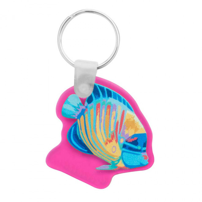 PORTE-CLÉS PUBLICITAIRE SUR MESURE EN ACRYLIQUE RIGIDE 'OLEIRAS' - rose transparent