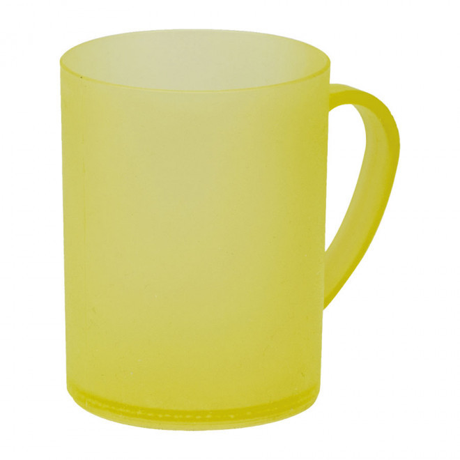 MUG PUBLICITAIRE EN POLYPROPYLENE 'CUP MUG 25' - transparent givré jaune