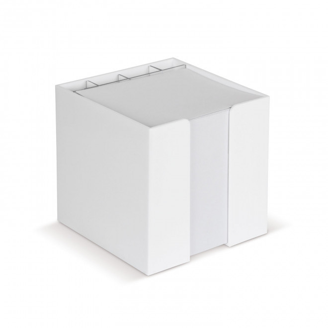 BLOC PAPIER POT A CRAYON PERSONNALISE 'CUBI POT' - blanc