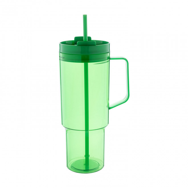 MUG RPET POIGNEE ET PAILLE 1.2L PERSONNALISABLE 'TRADRINK' - vert