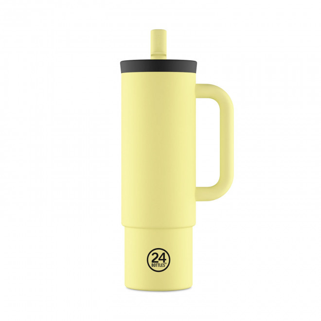 MUG 800 ML PERSONNALISABLE 'STRAW CUP 24BOTTLES' - jaune pastel