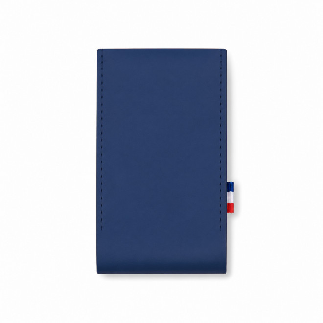 ETUI AVEC MIROIR CUIR RECYCLE PERSONNALISABLE 'FABY' - bleu nuit