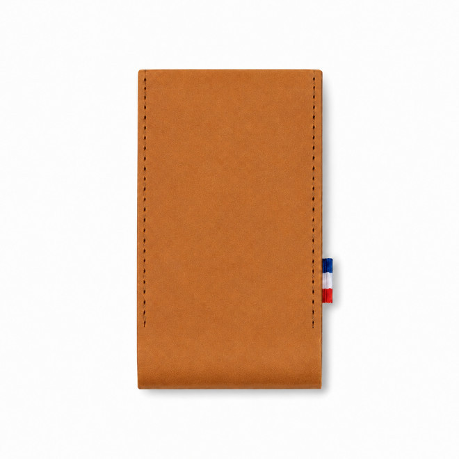 ETUI AVEC MIROIR CUIR RECYCLE PERSONNALISABLE 'FABY' - nature