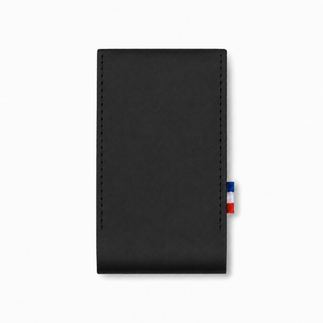 ETUI AVEC MIROIR CUIR RECYCLE PERSONNALISABLE 'FABY' - noir charbon
