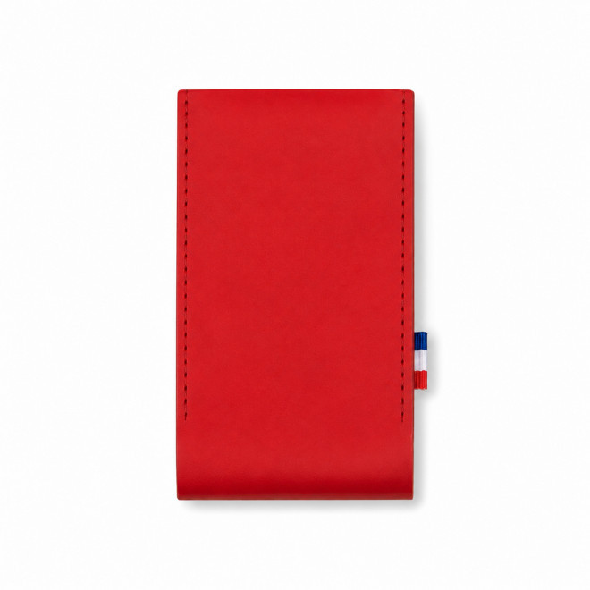 ETUI AVEC MIROIR CUIR RECYCLE PERSONNALISABLE 'FABY' - rouge