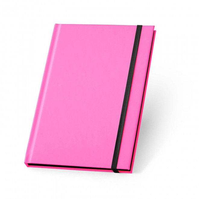 CARNET PERSONNALISABLE A5 EN PU FLUO 'TOMASO' - rose