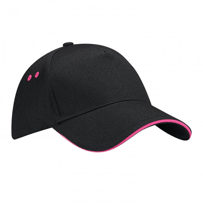 CASQUETTE BEECHFIELD PERSONNALISABLE 'SANDWICH PEAK' - noir/rose