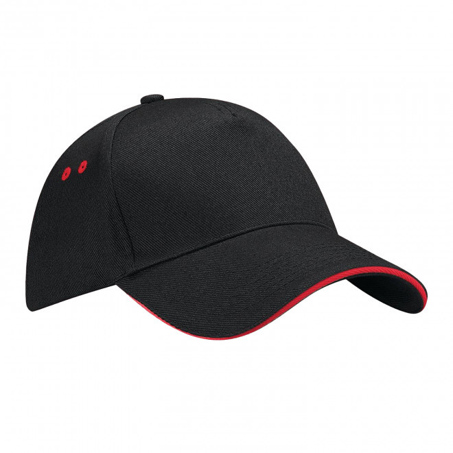 CASQUETTE BEECHFIELD PERSONNALISABLE 'SANDWICH PEAK' - noir/rouge