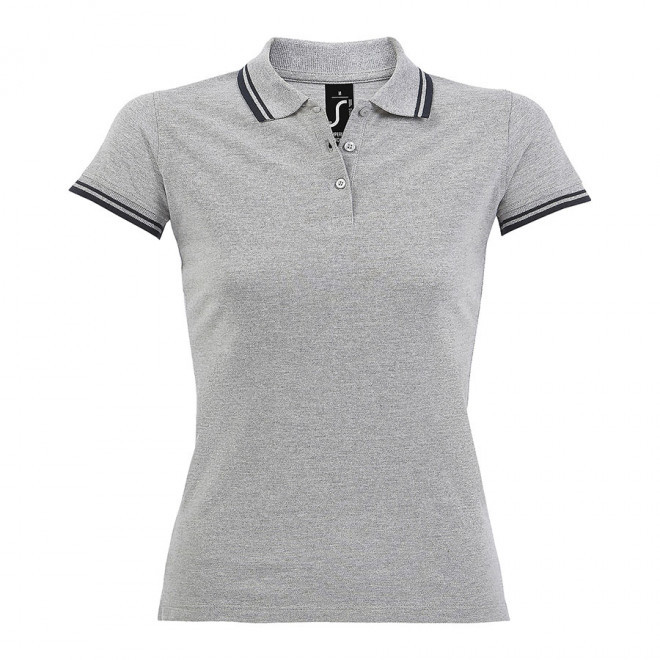 POLO BICOLORE PERSONNALISABLE FEMME 'PASADENA' 200 GR/M² - gris/marine