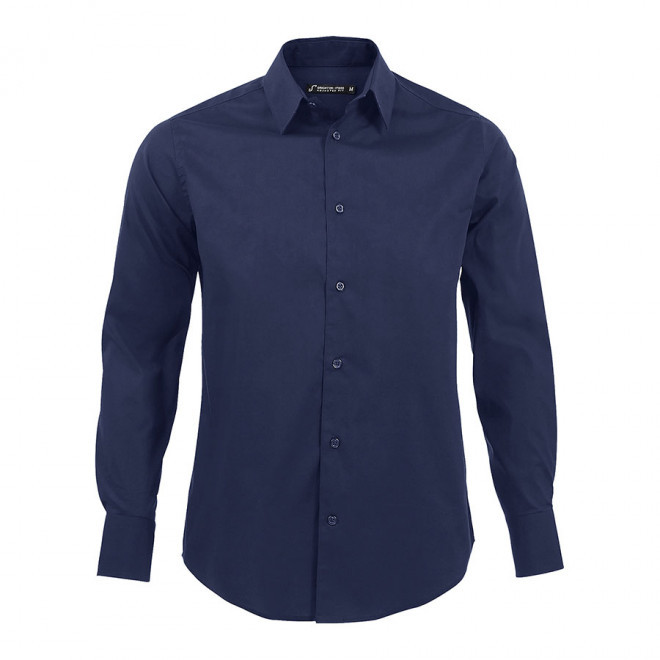 CHEMISE PUBLICITAIRE HOMME MANCHES LONGUES 'BRIGHTON' 140 GR/M² - bleu foncé
