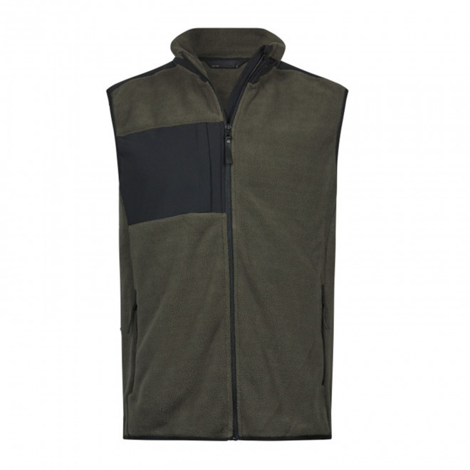 BODYWARMER POLAIRE PERSONNALISE MIXTE 'MOUNTAIN FLEECE' - kaki/noir