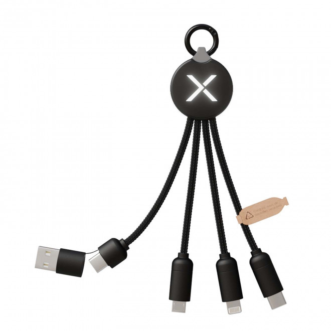 CÂBLE DE CHARGE PERSONNALISABLE 5 EN 1 SCX® LOGO LUMINEUX 'ANAT SMART' - rond