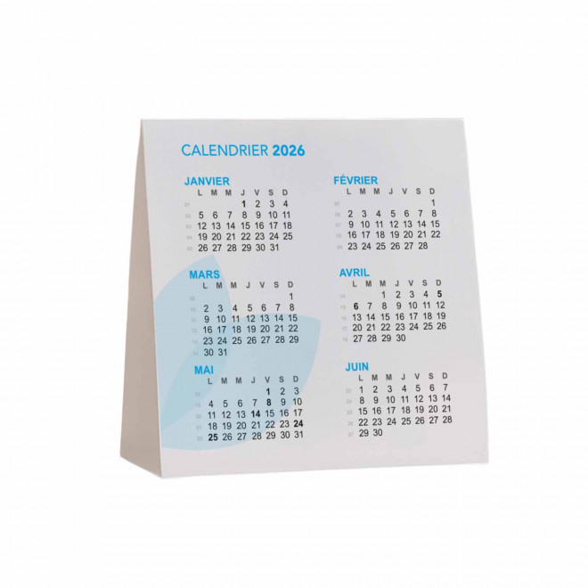 PETIT CALENDRIER CHEVALET PERSONNALISE 'WISSANT' - bleu