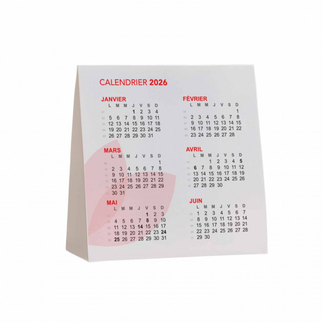 PETIT CALENDRIER CHEVALET PERSONNALISE 'WISSANT' - rouge