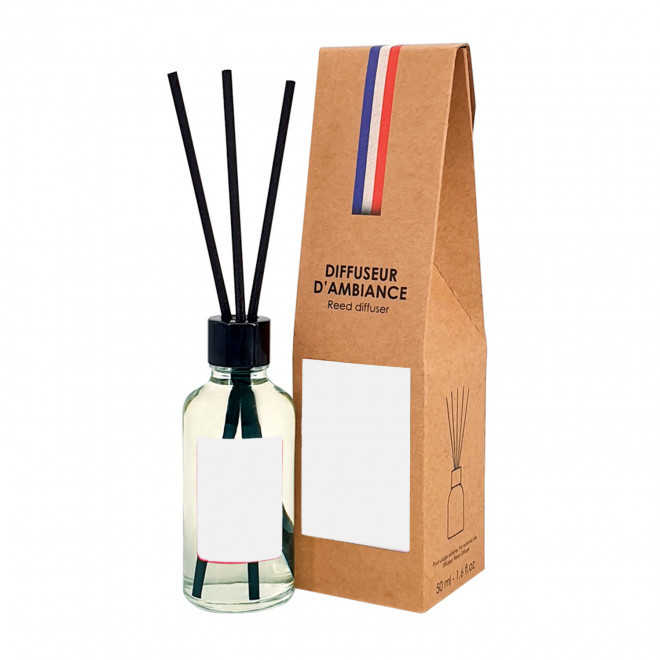 DIFFUSEUR DE PARFUM 50ML PERSONNALISE 'AURA CUSTOM' - floral poudré - étui kraft